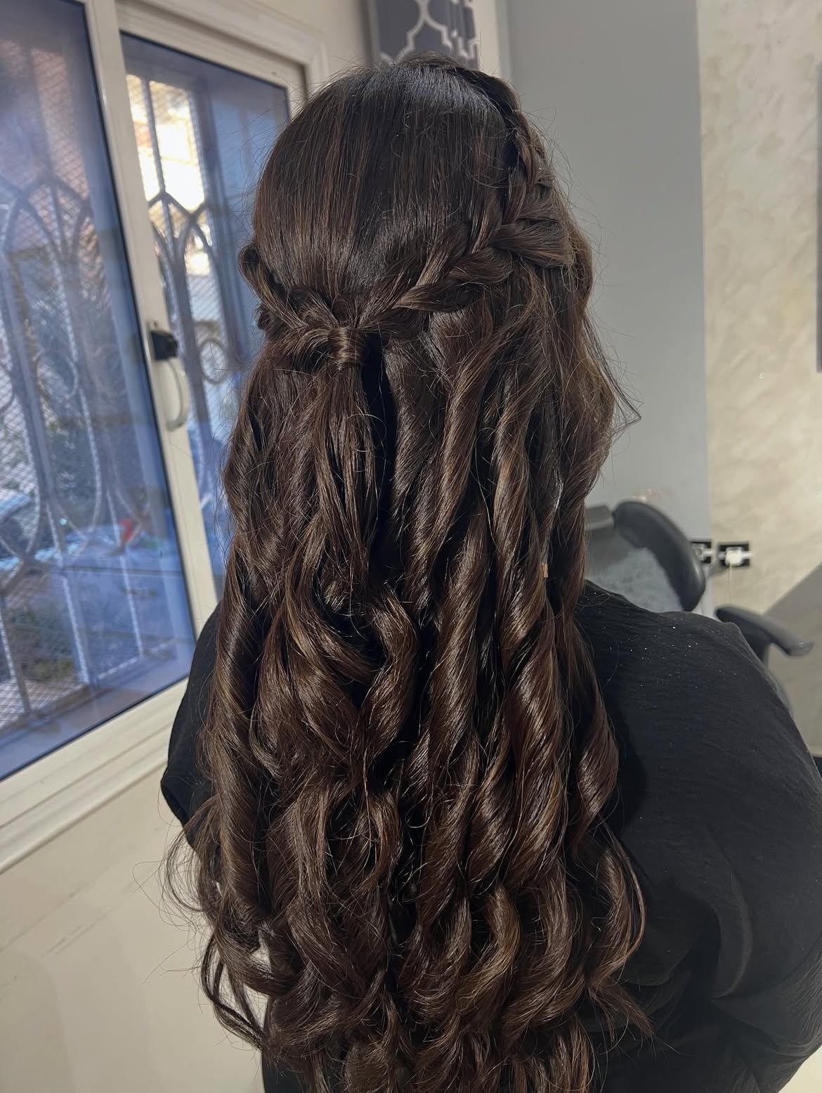 Twisted Half-Up Braids With Cascading Curls