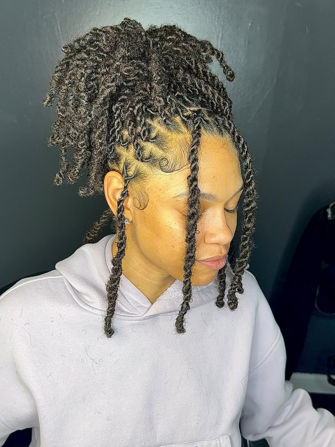 Twisted Locs With Defined Baby Hairs Updo
