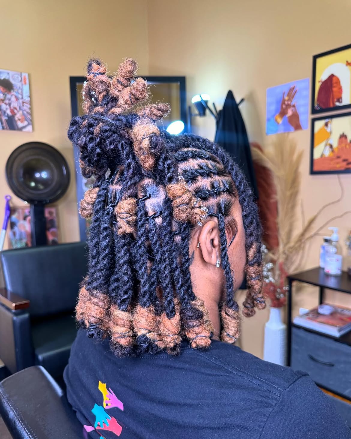 Two Tone Half Up Starter Locs With Curls