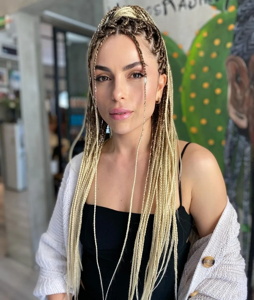 Two-Tone High Ponytail Box Braids