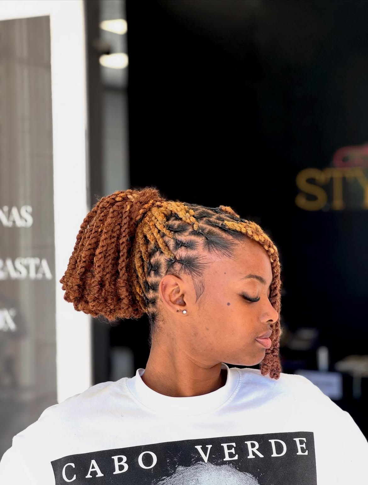 Two Tone High Ponytail With Box Part Starter Locs