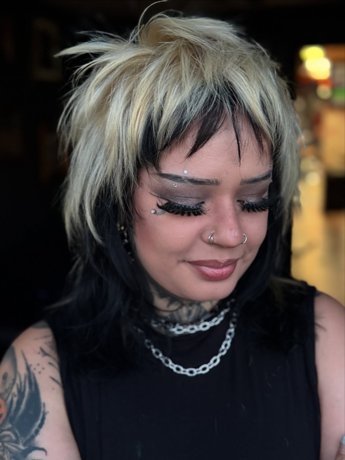 Two-Tone Punk Rock Mullet With Choppy Bangs