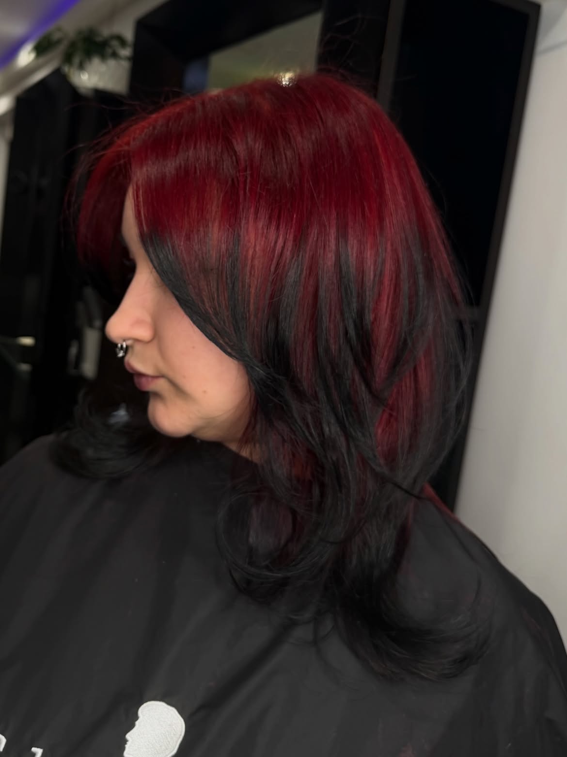Two Tone Red And Black Butterfly Cut