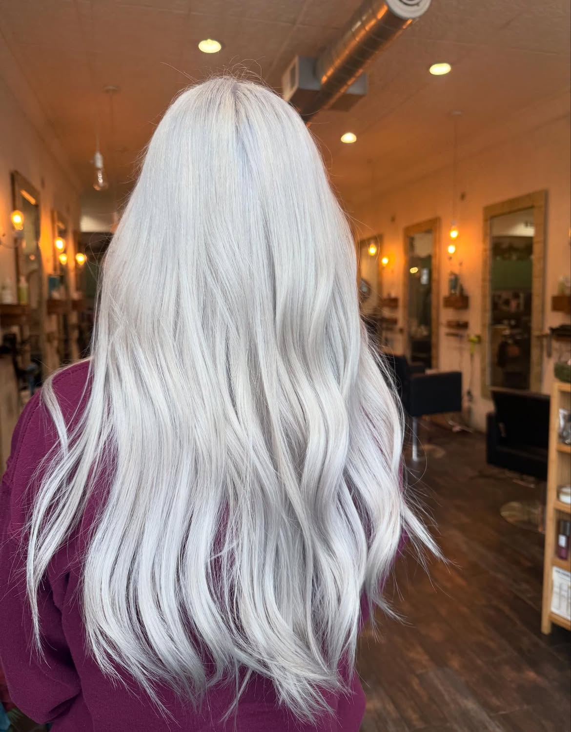 Ultra Platinum Blonde Beach Waves With Subtle Face Framing