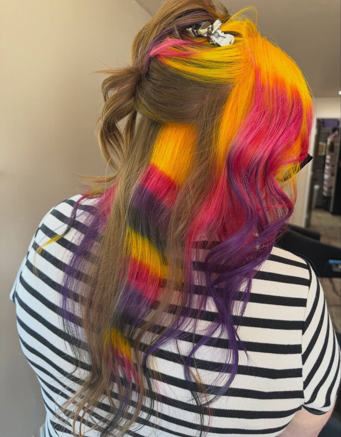 Vibrant Abstract Color Block Hair