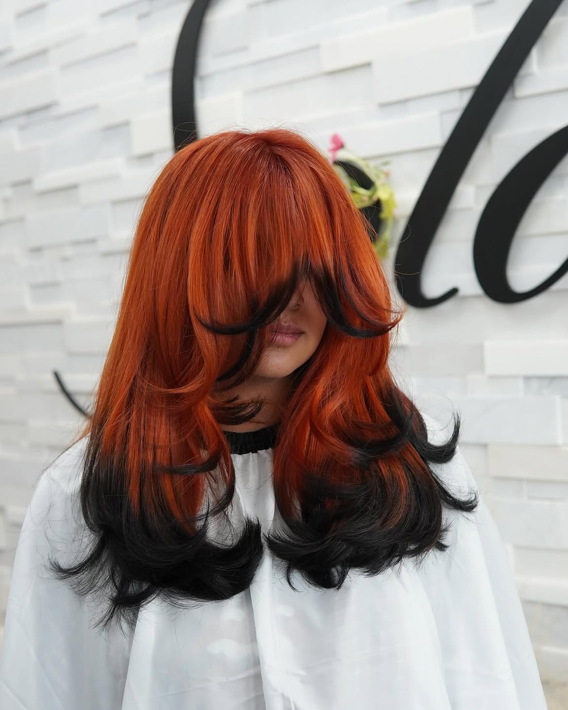 Vibrant Copper And Black Contrast Wolf Cut