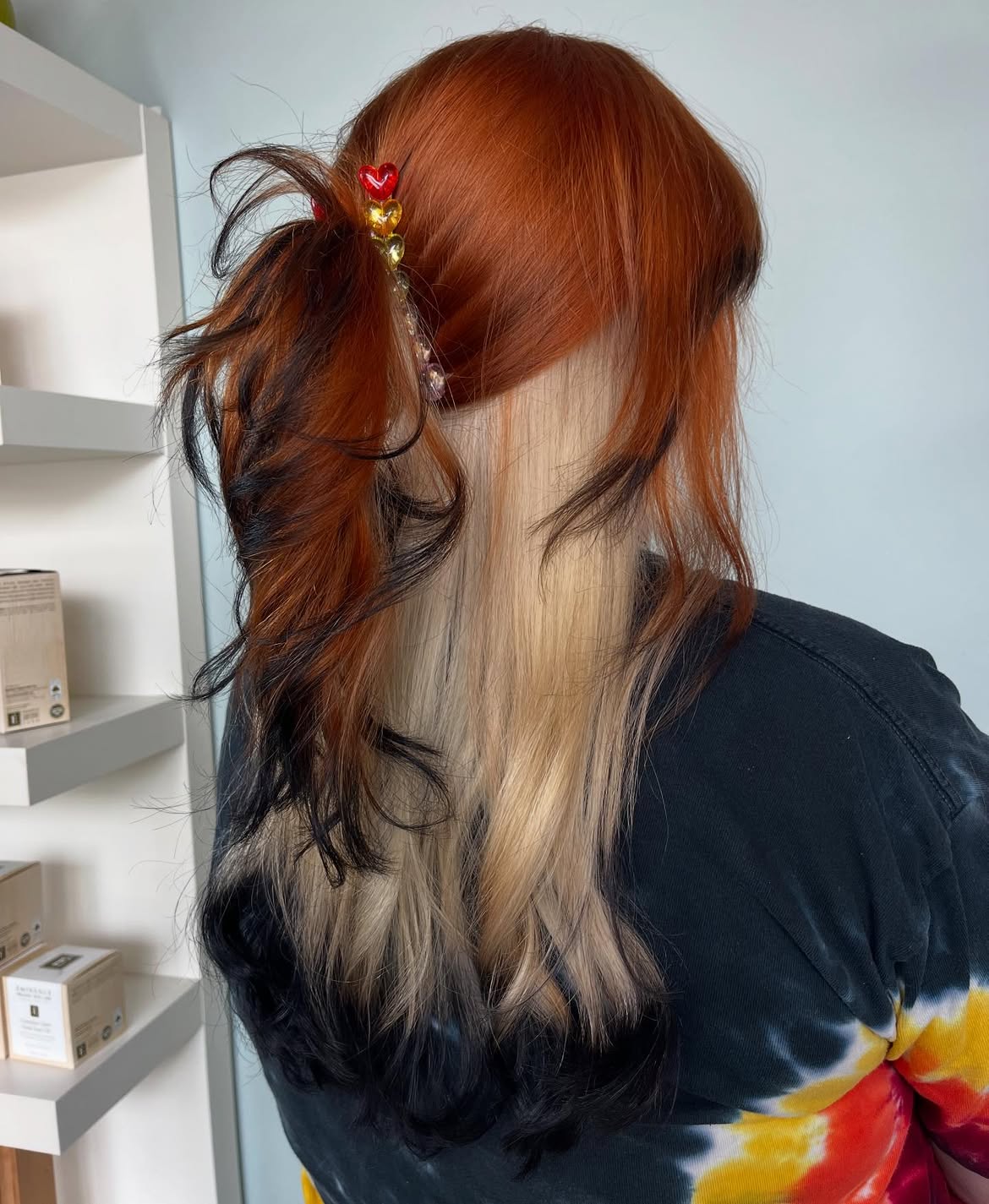 Vibrant Copper And Platinum Peekaboo Ponytail