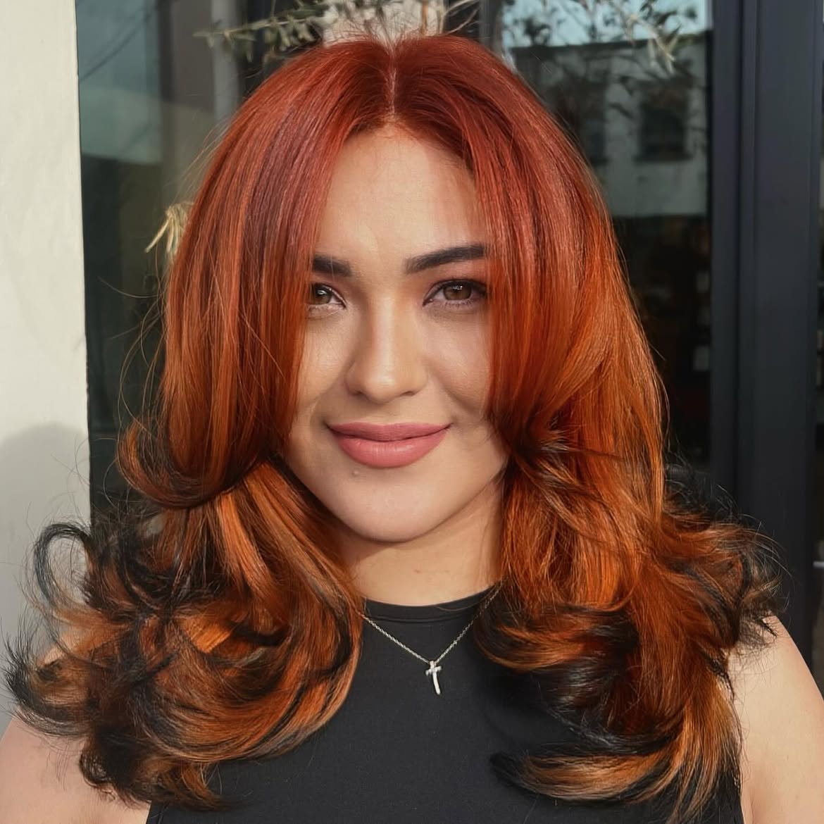 Vibrant Copper Butterfly Cut With Dark Ends