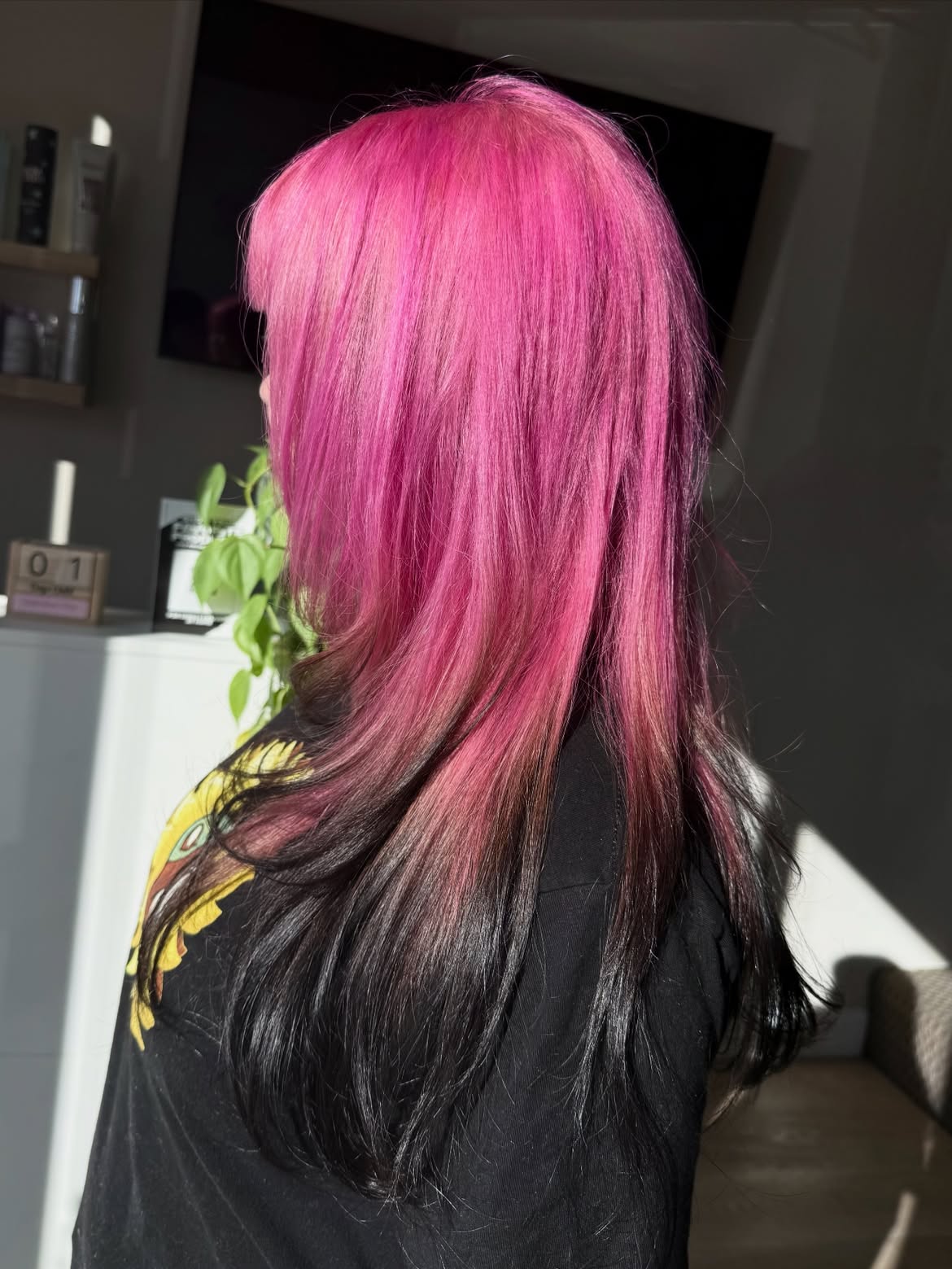 Vibrant Hot Pink And Deep Black Color Melt