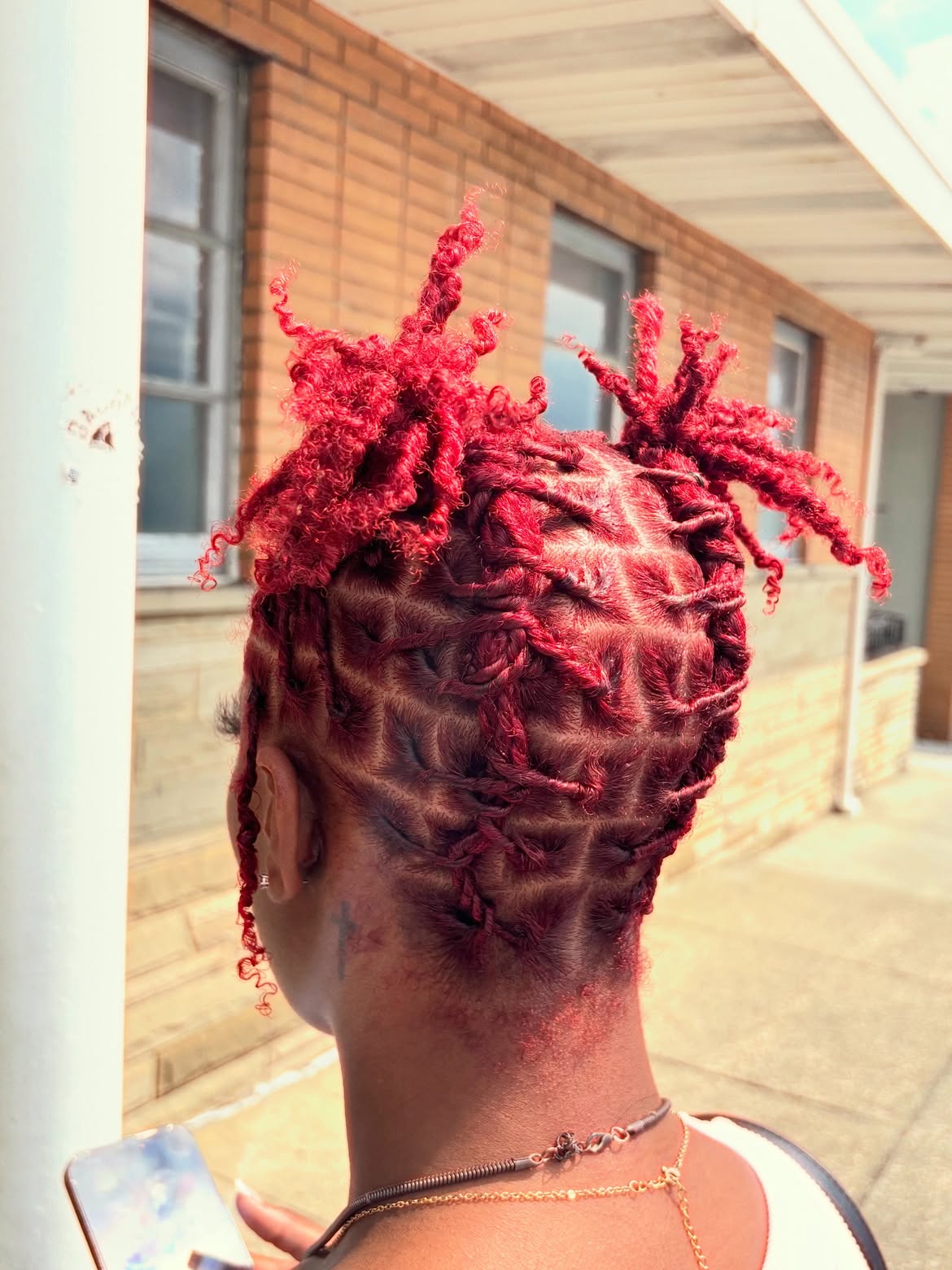 Vibrant Red Criss Cross Starter Locs