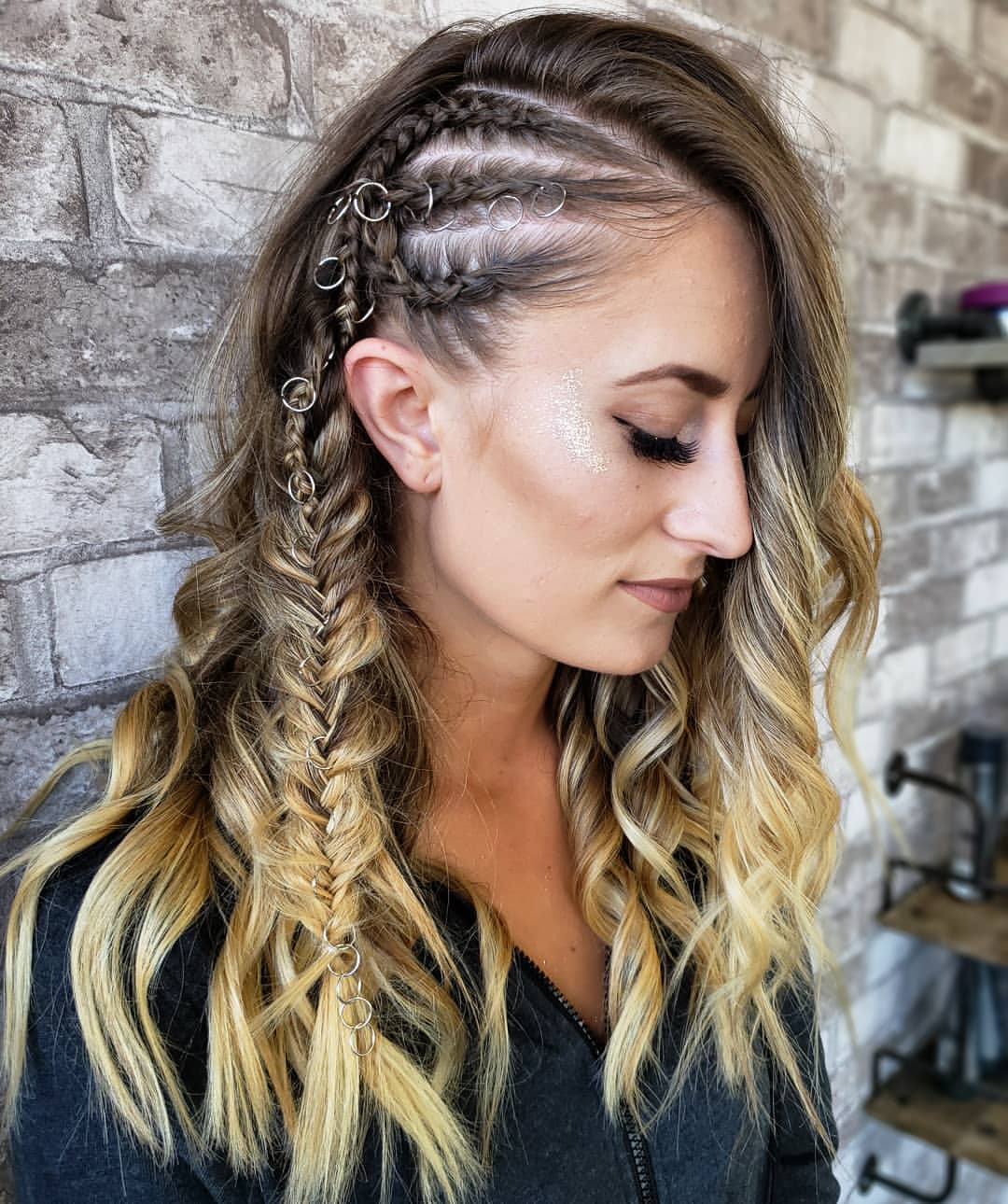 Viking Braids With Metallic Charms