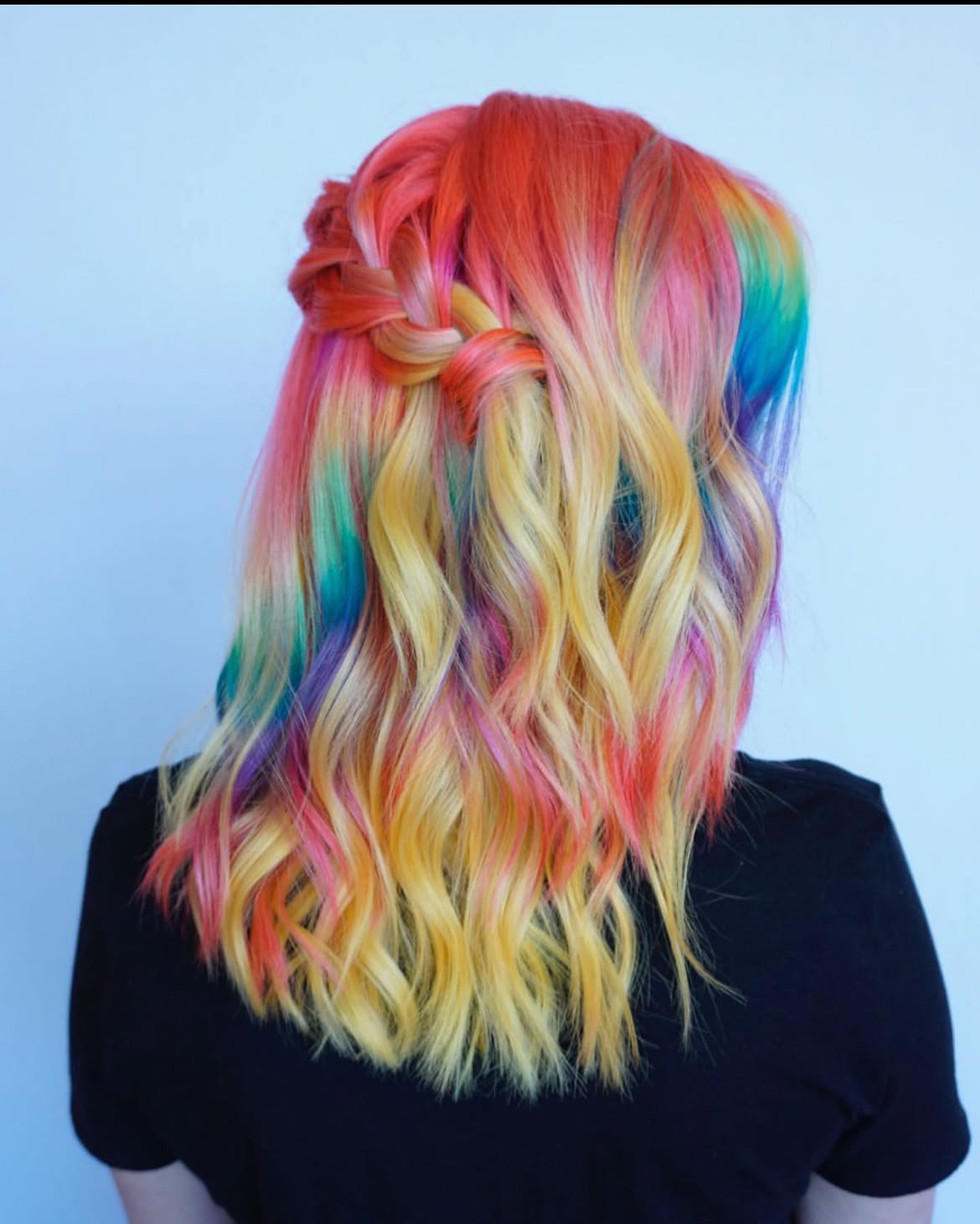 Vivid Rainbow Waterfall Braid Waves