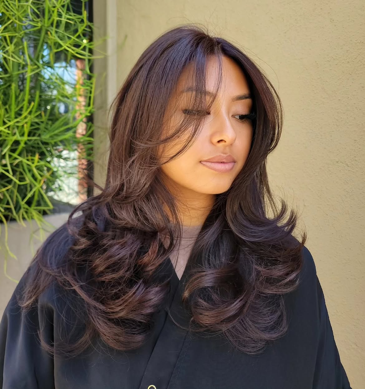 Voluminous Dark Brown Layered Cut