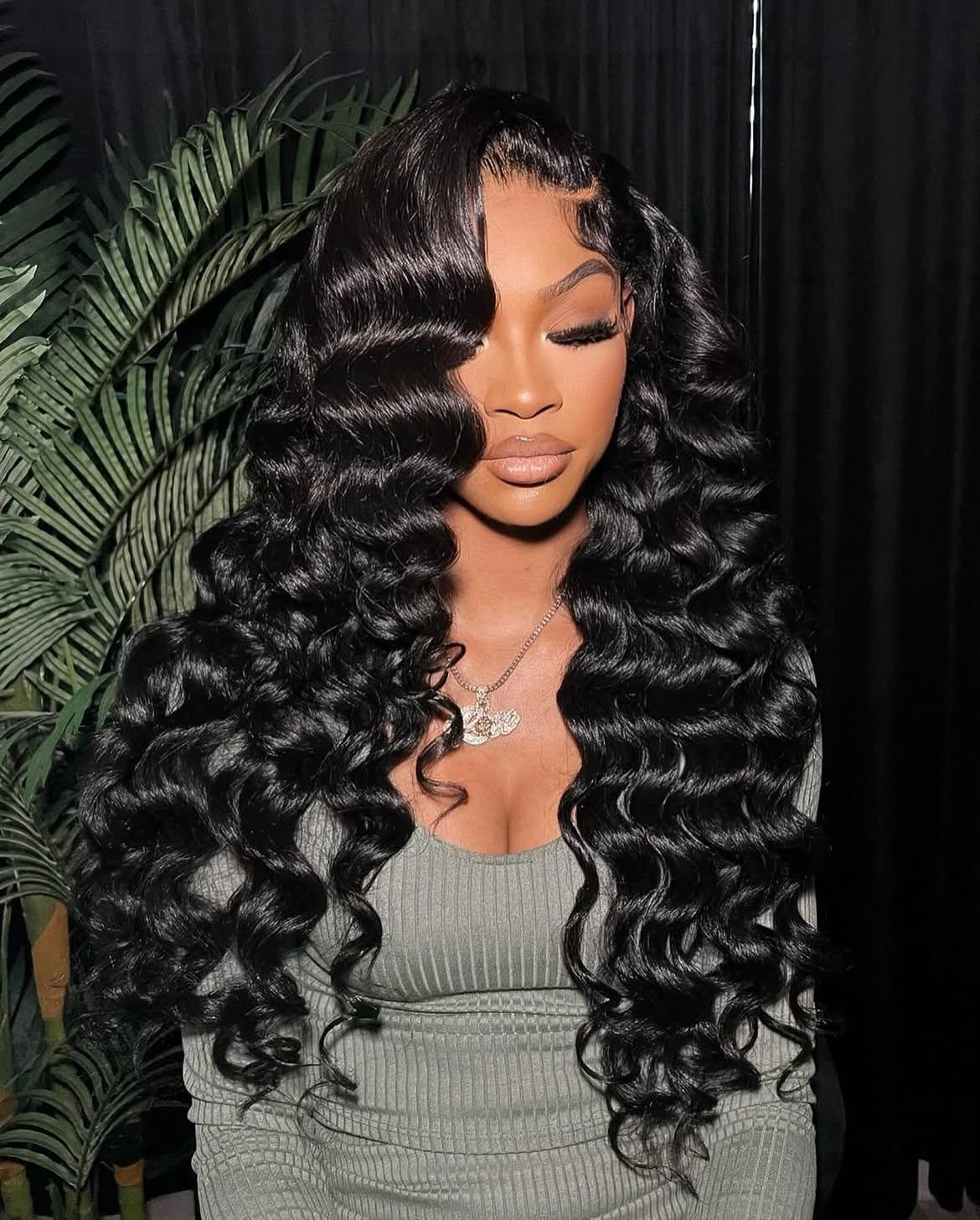 Voluminous Deep Wave Hairstyle With Side Part