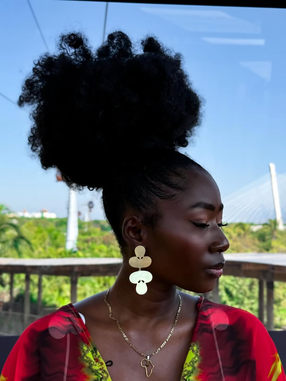 Voluminous High Afro Puff With Sleek Edges