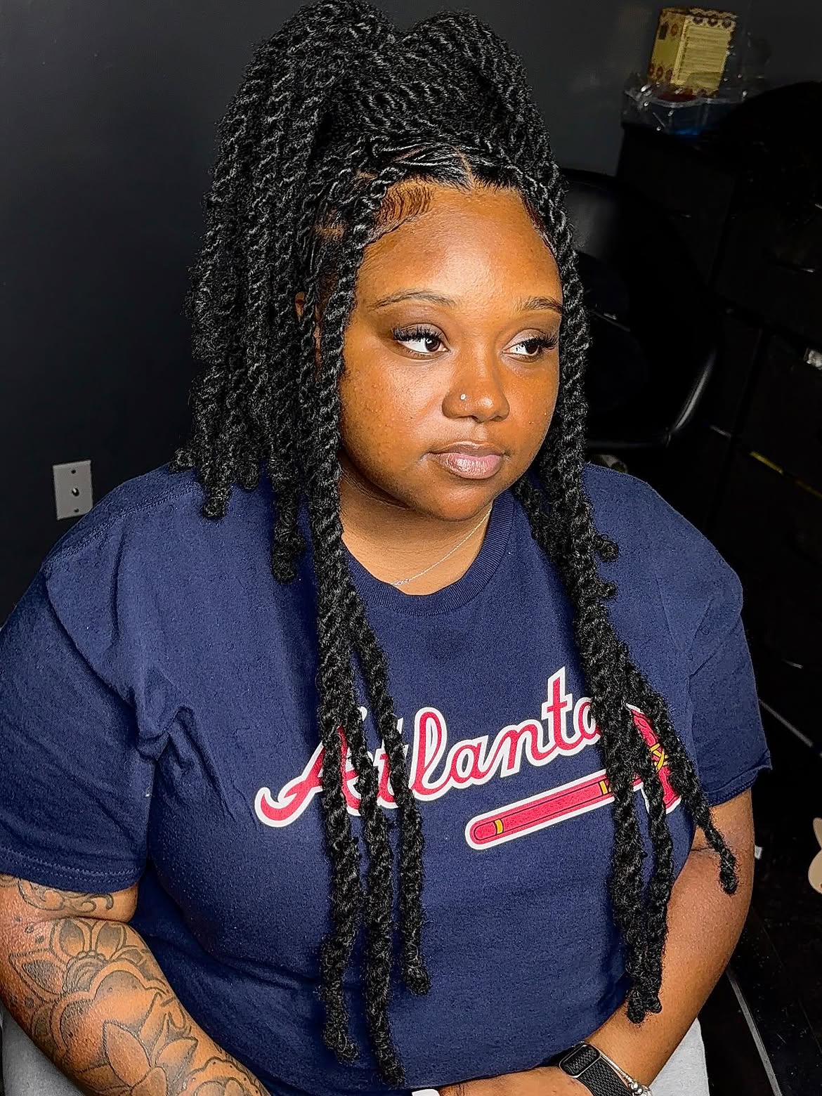 Voluminous High Ponytail With Twisted Locs