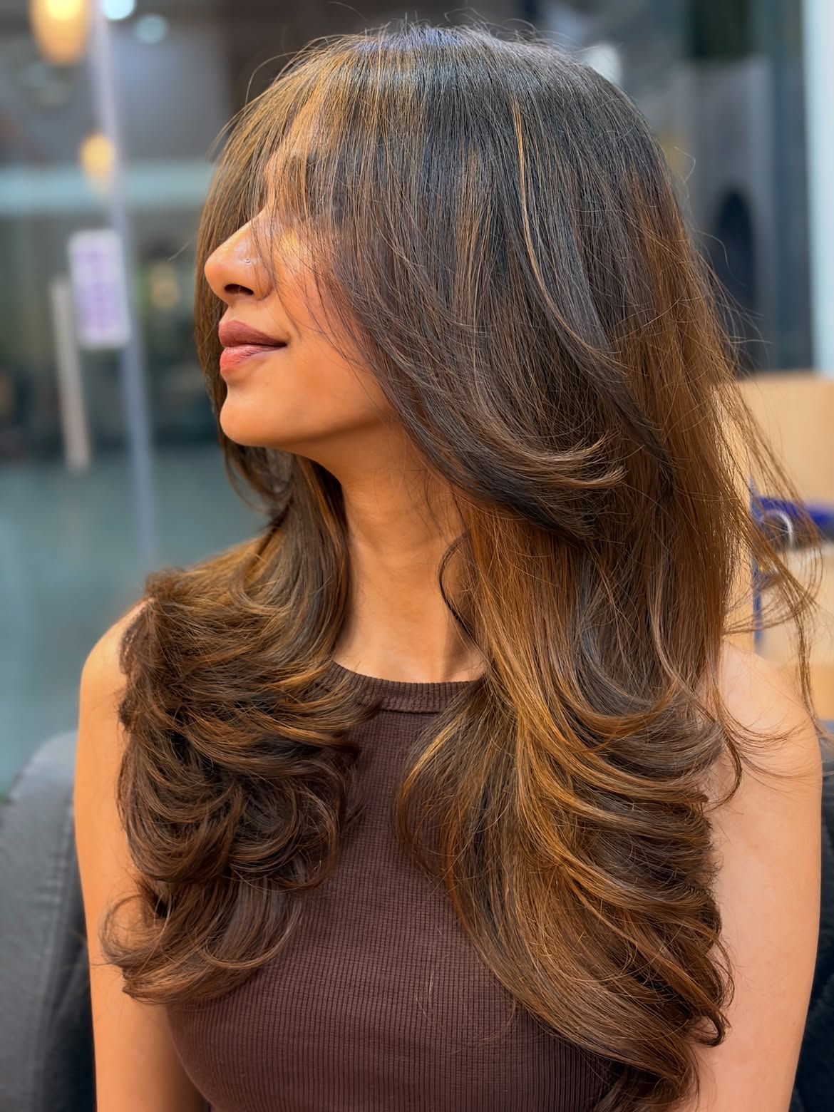 Voluminous Layered Cut With Honey Blonde Highlights