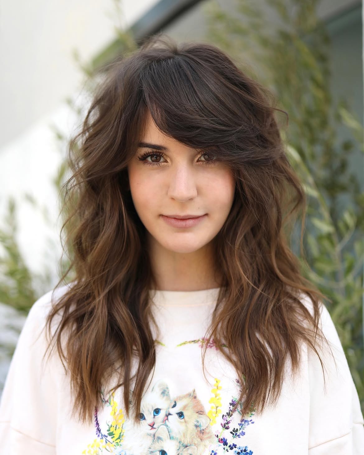 Voluminous Shag With Soft Side Swept Bangs