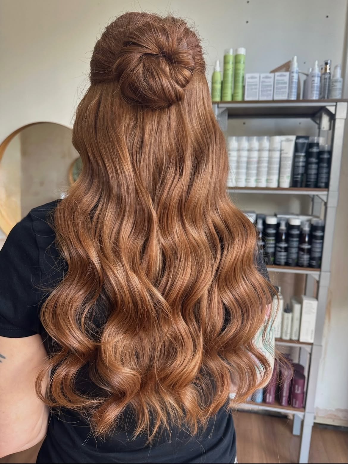 Warm Copper Waves With Twisted Half Bun