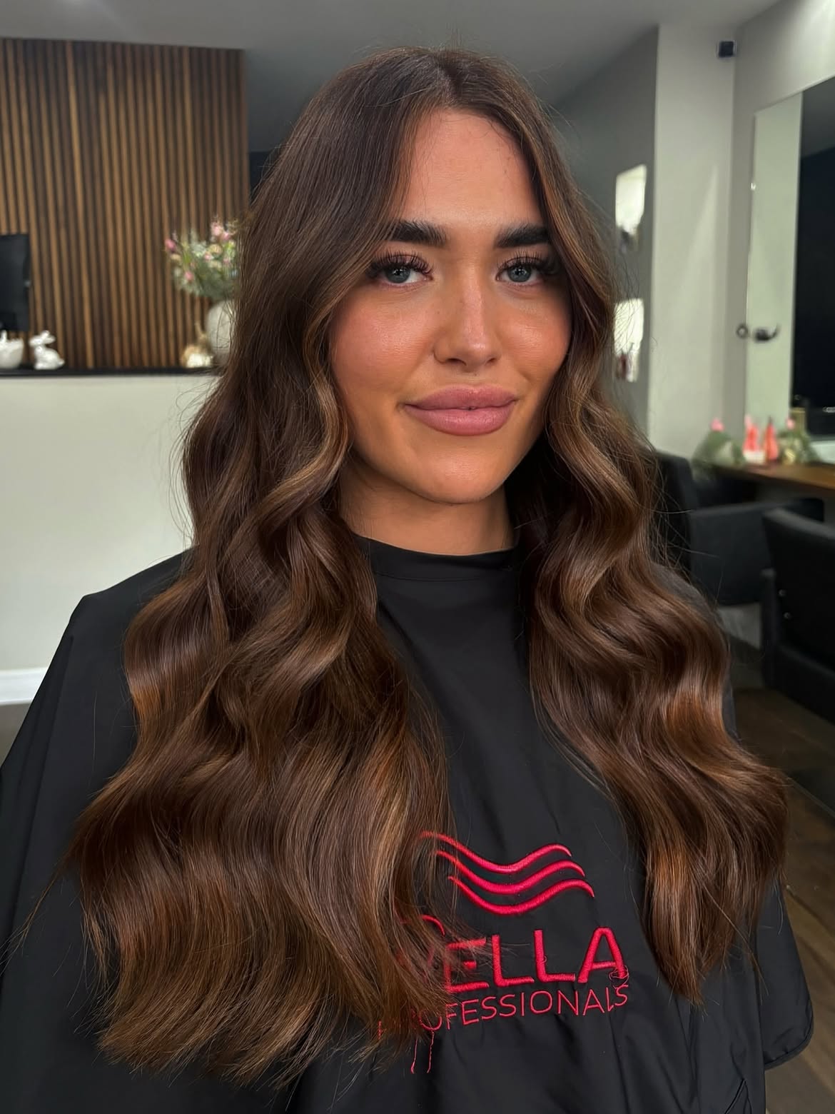Warm Golden Brown Balayage With Soft Waves