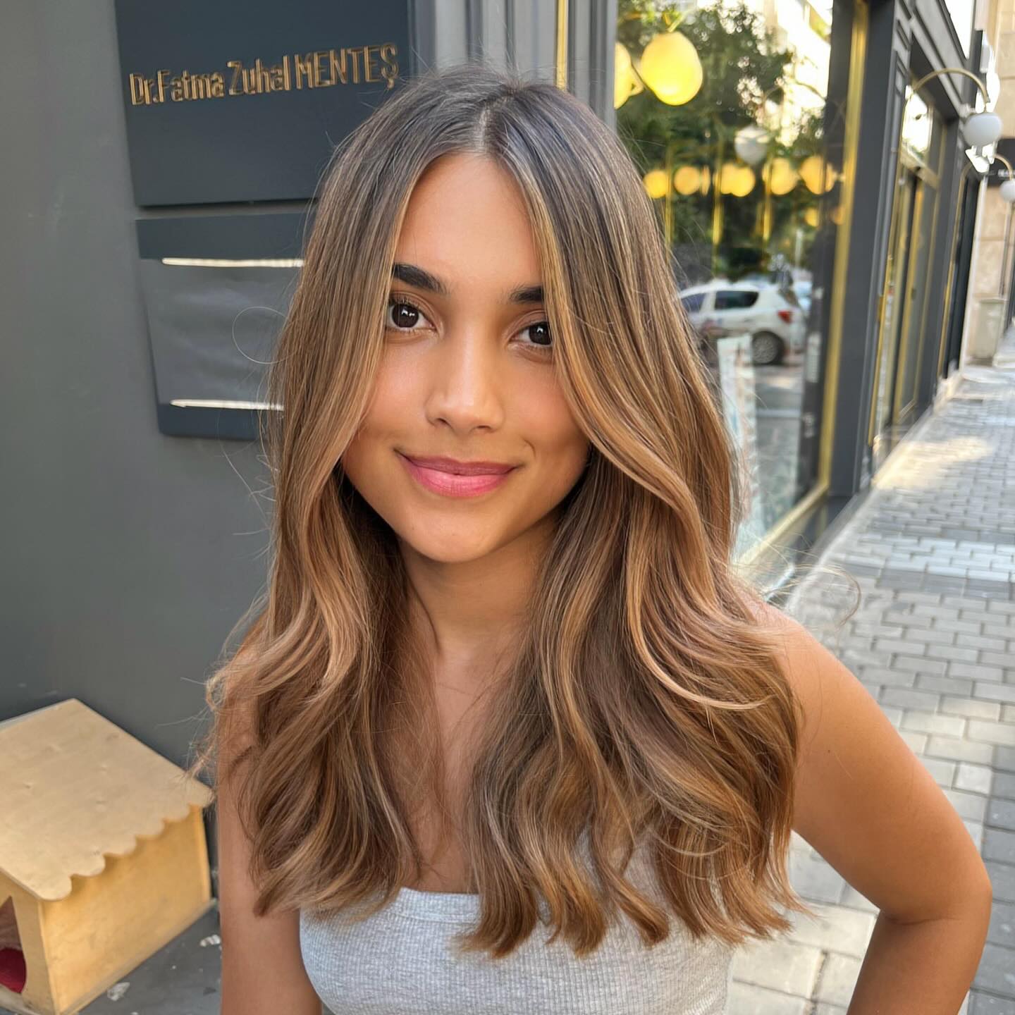 Warm Golden Brown Balayage With Soft Waves