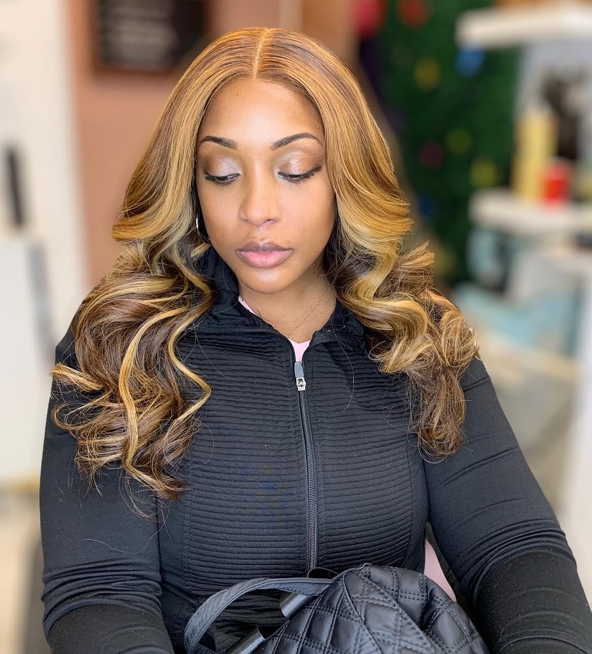 Warm Honey Blonde Balayage With Soft Barrel Curls