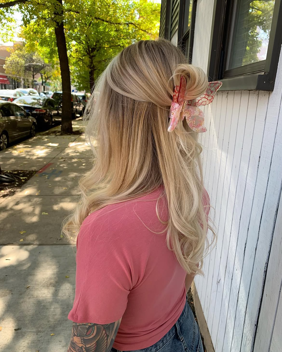 Whimsical Butterfly Claw Clip Half-Up Style