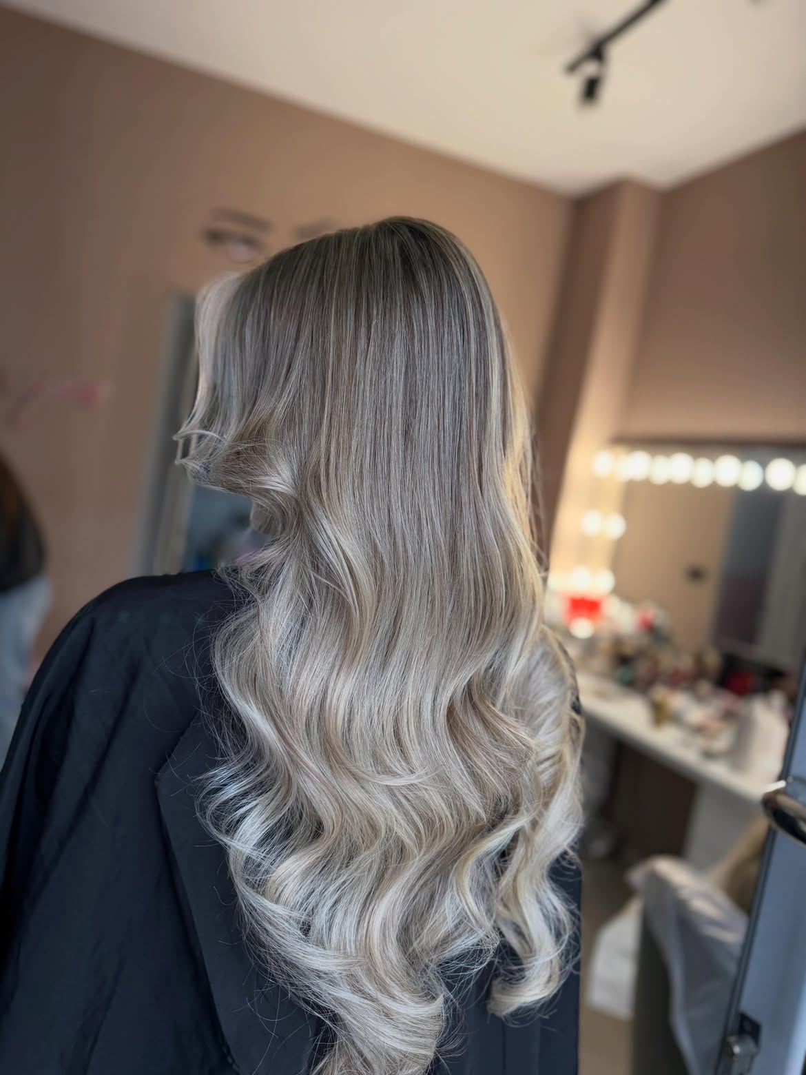 Ash Blonde Balayage With Hollywood Waves
