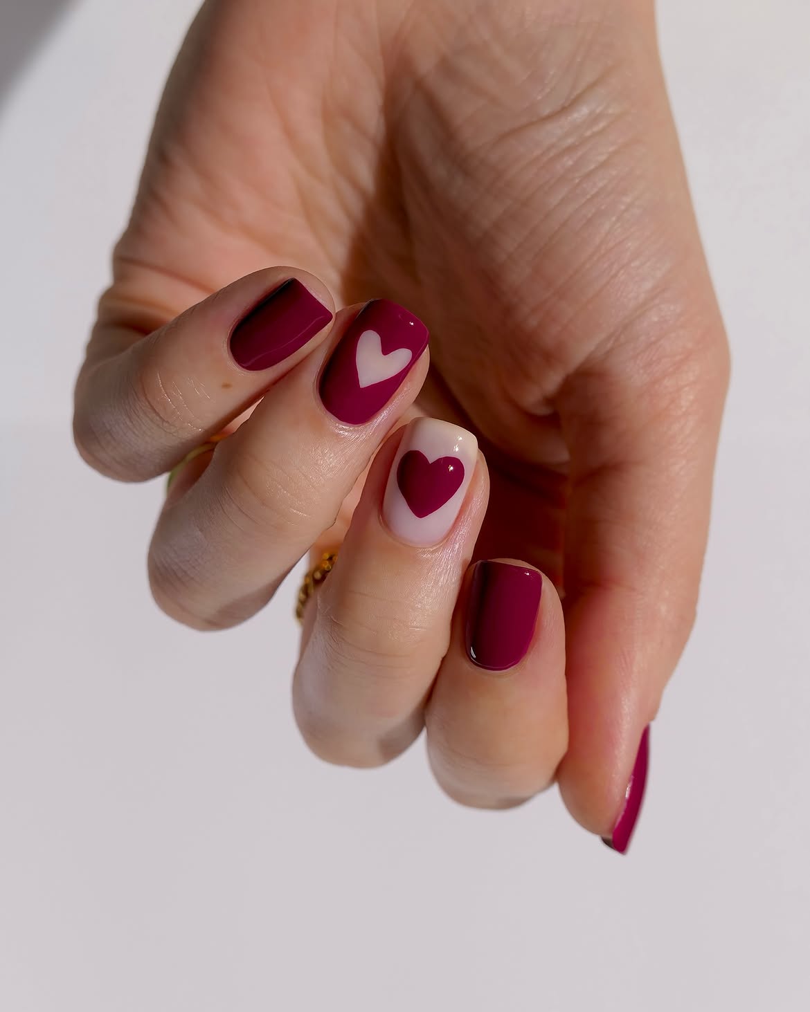 Berry Heart French Tip Nails