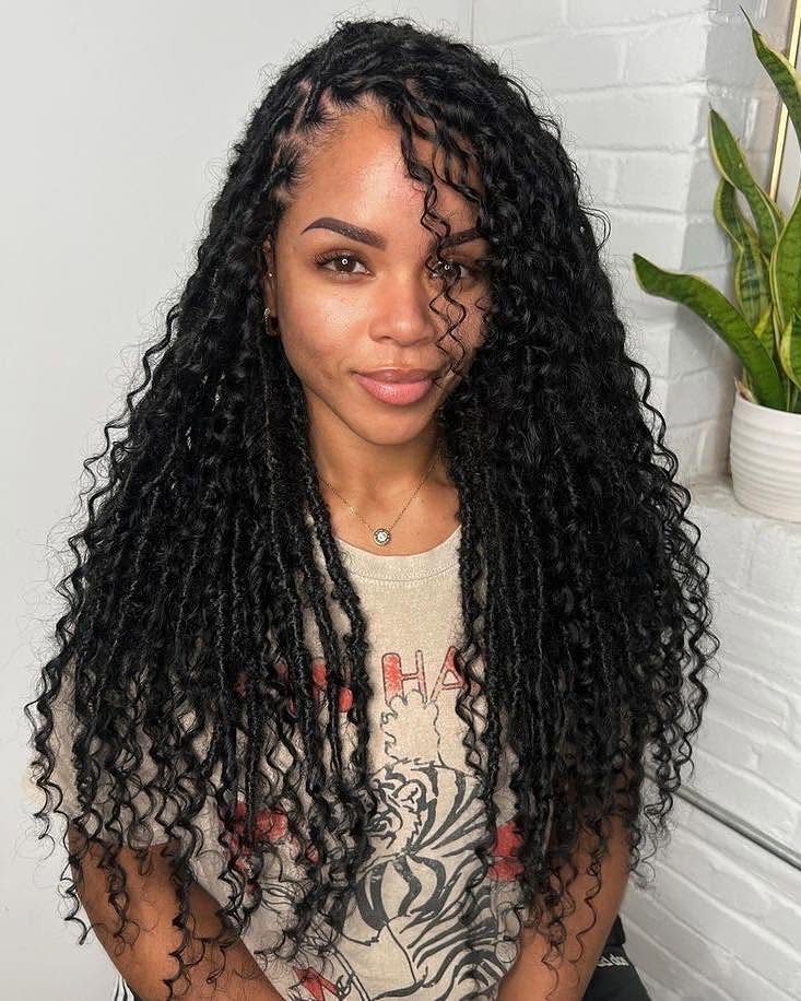 Bohemian Goddess Faux Locs With Loose Curls