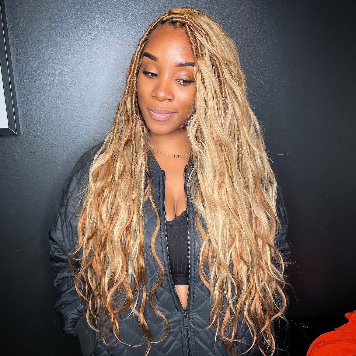 Boho Blonde Faux Locs With Loose Waves