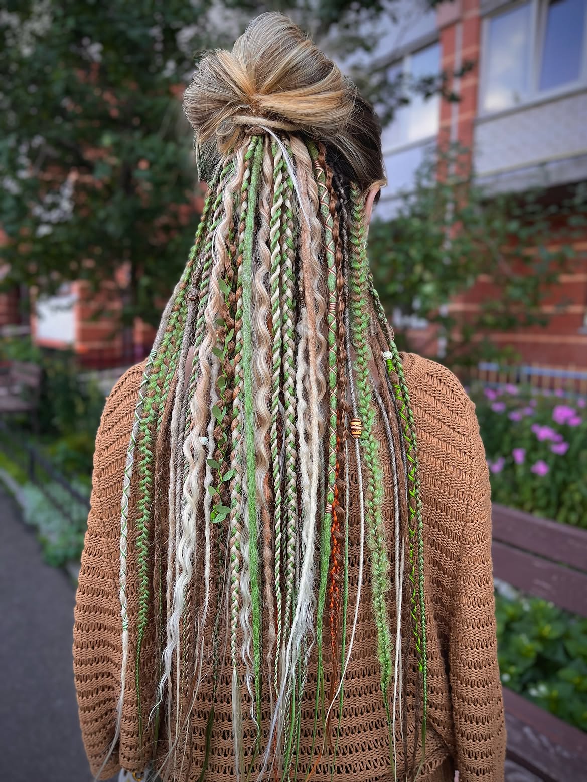 Boho Braids With Natural Green Accents