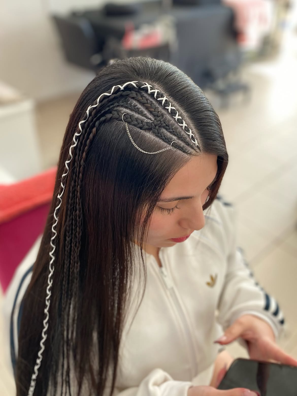 Boho Braids With Silver Chain Accents