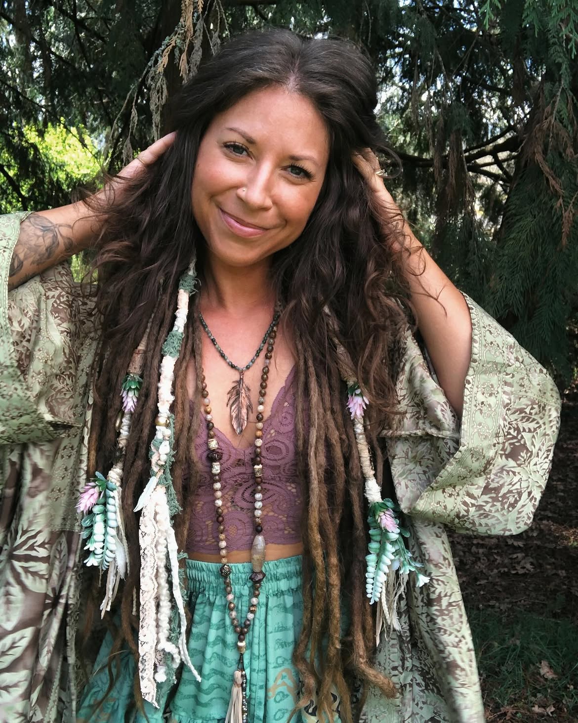 Boho Dreadlock Hair Wraps With Flowers