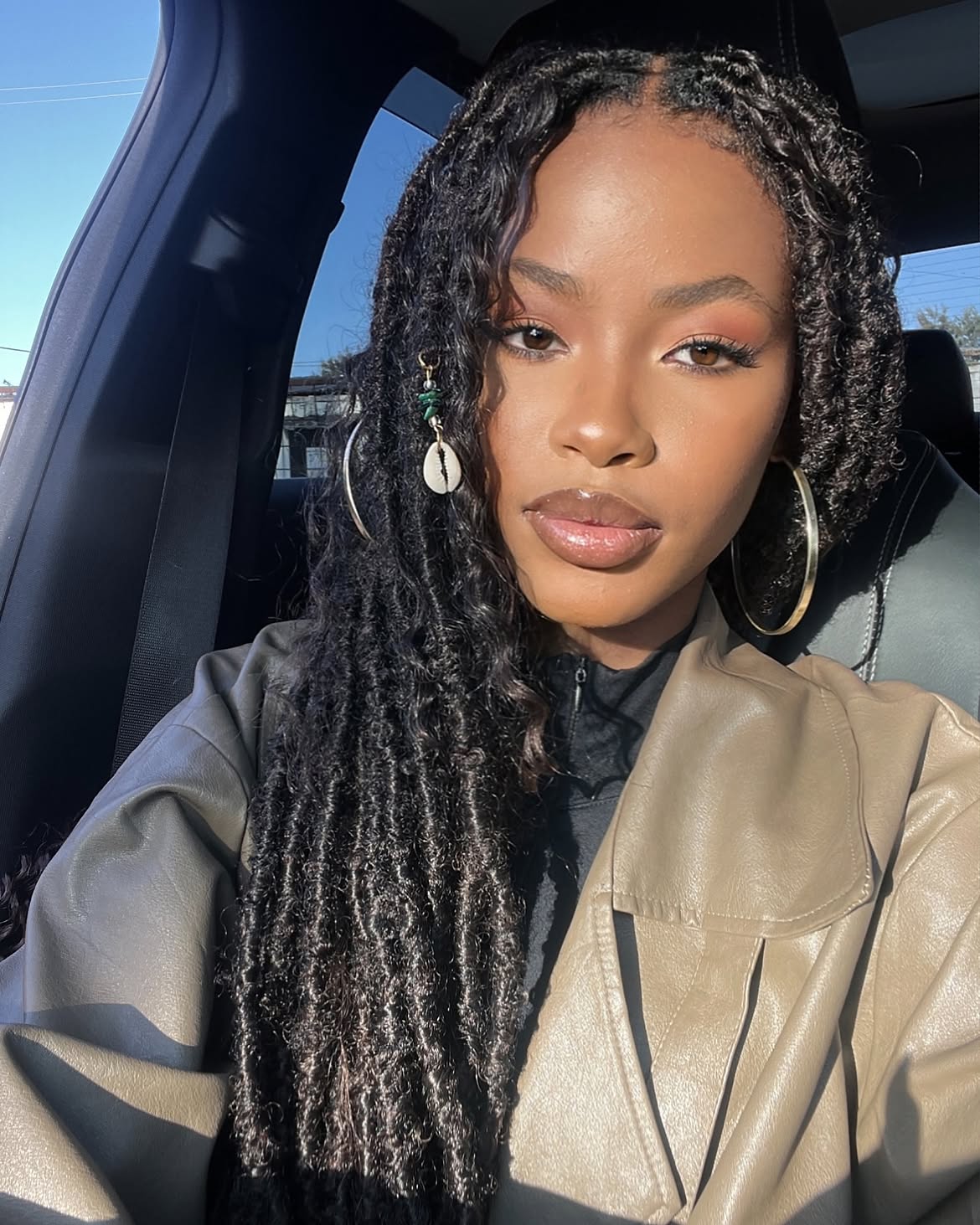 Boho Faux Locs With Natural Shell Charm