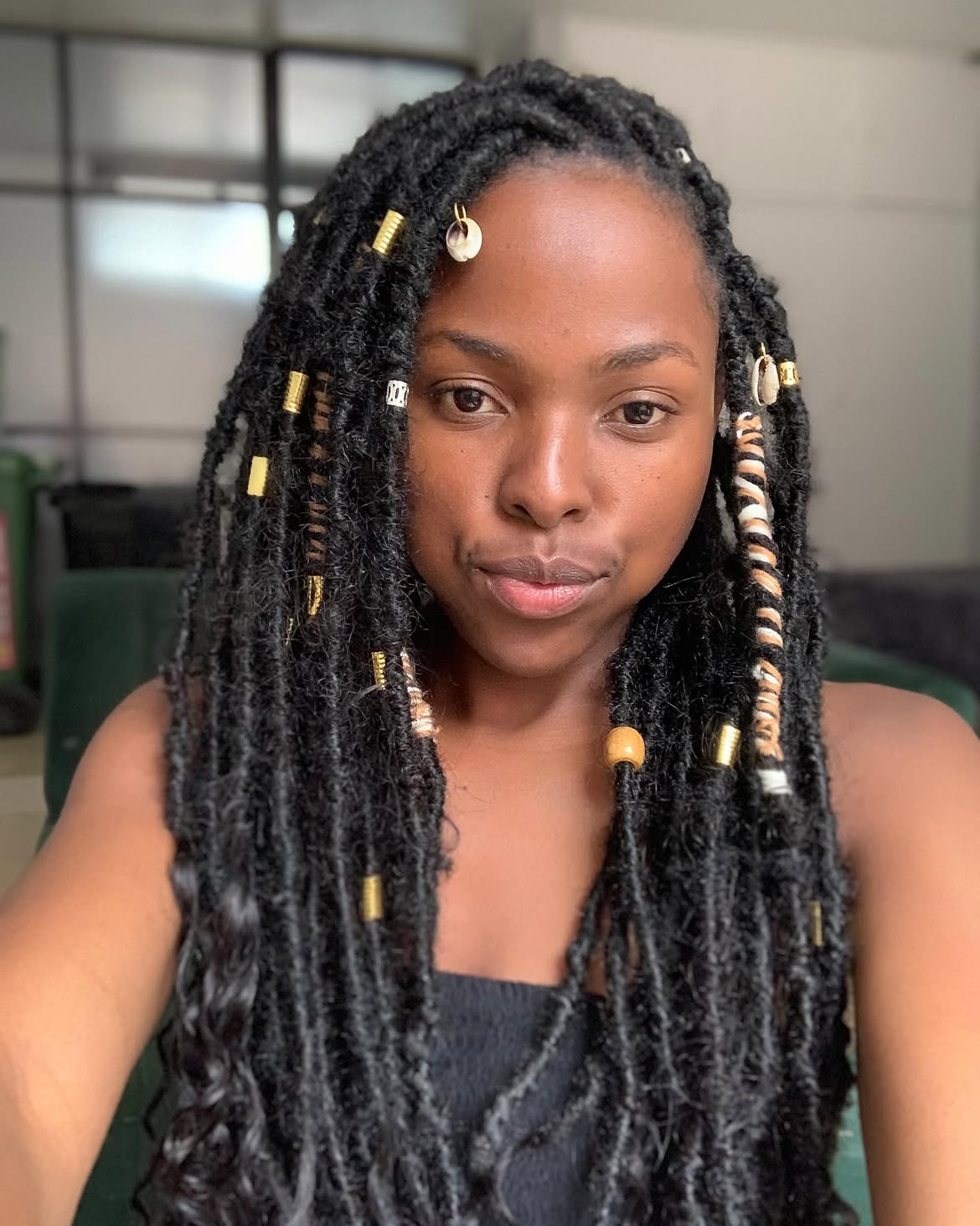 Boho Faux Locs With Shells and Beads