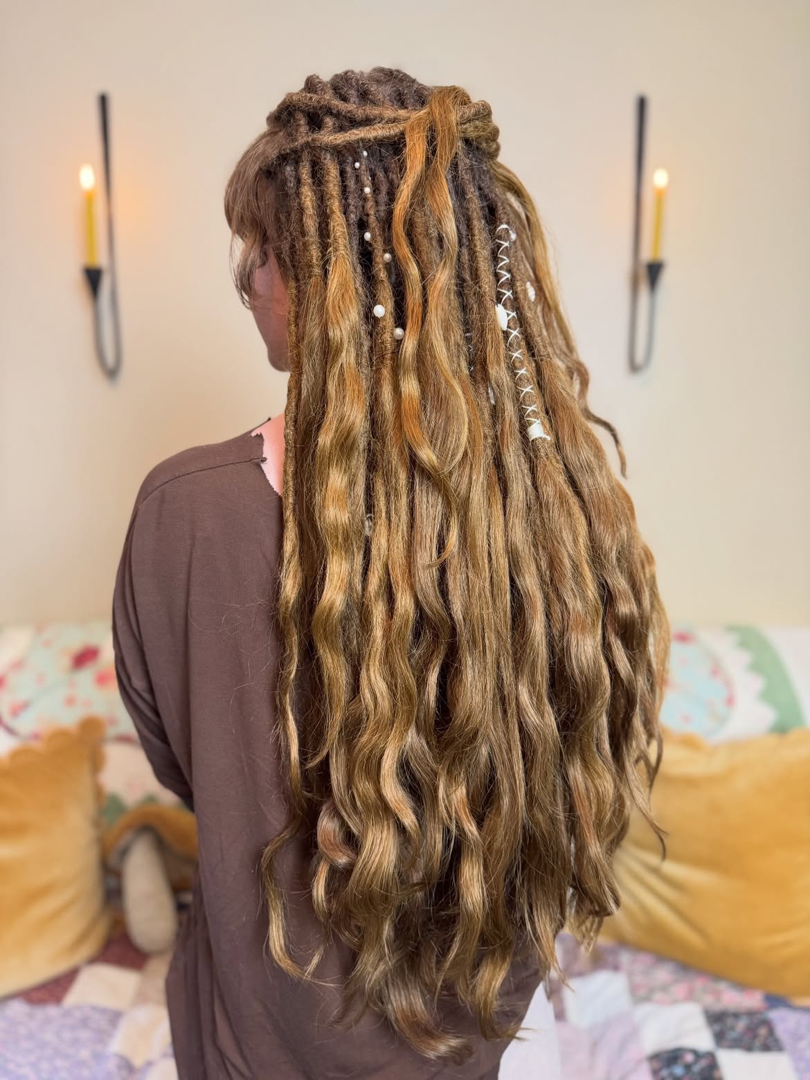 Boho Goddess Locs With Pearl Embellishments