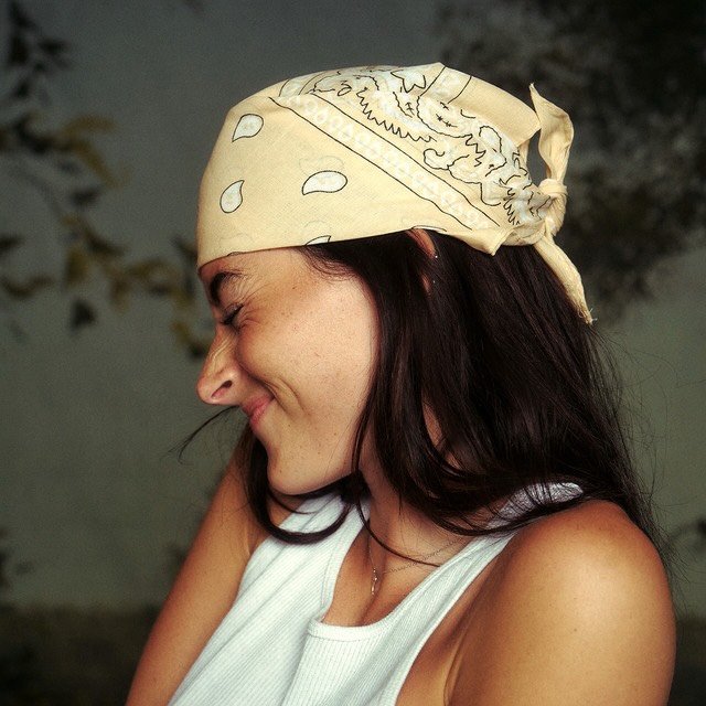 Boho Inspired Silk Bandana Styling On Long Layers