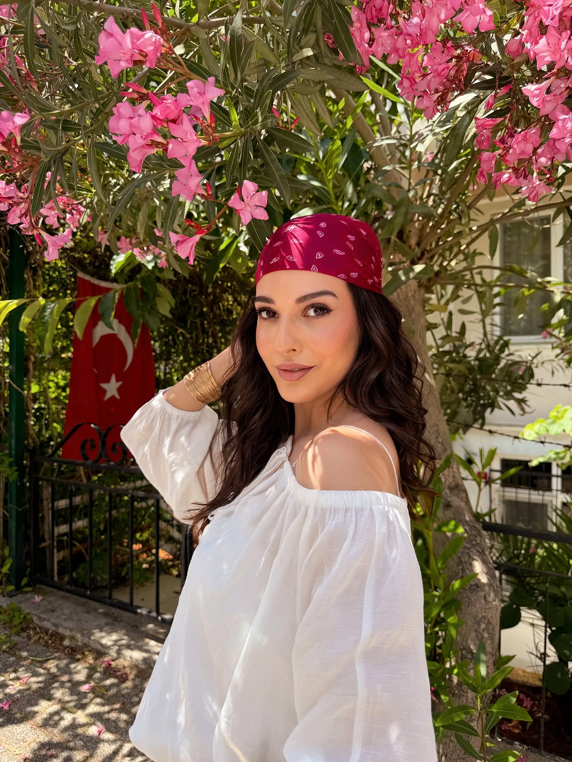 Boho Waves With A Classic Red Bandana
