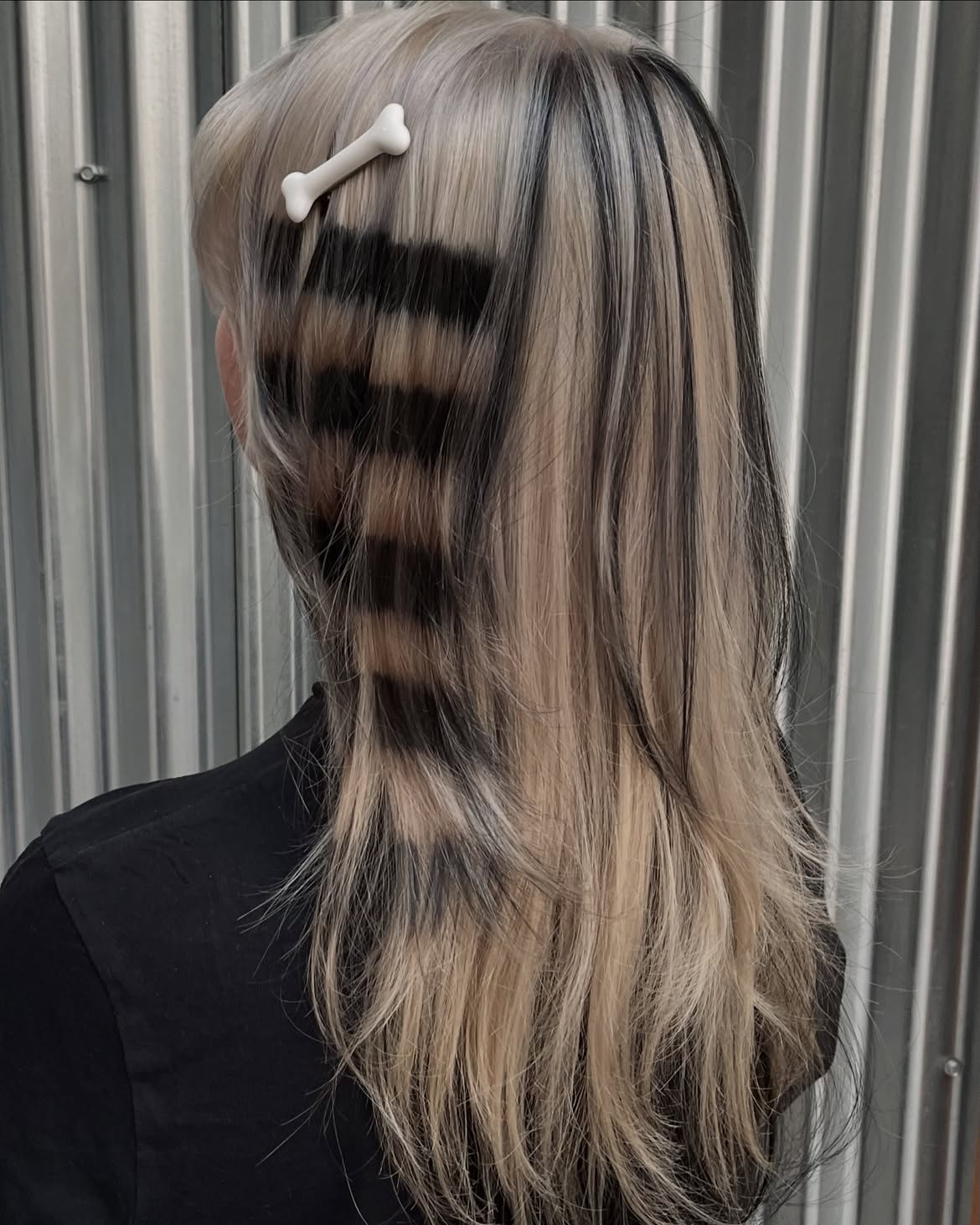 Bold Black and Blonde Striped Lowlights