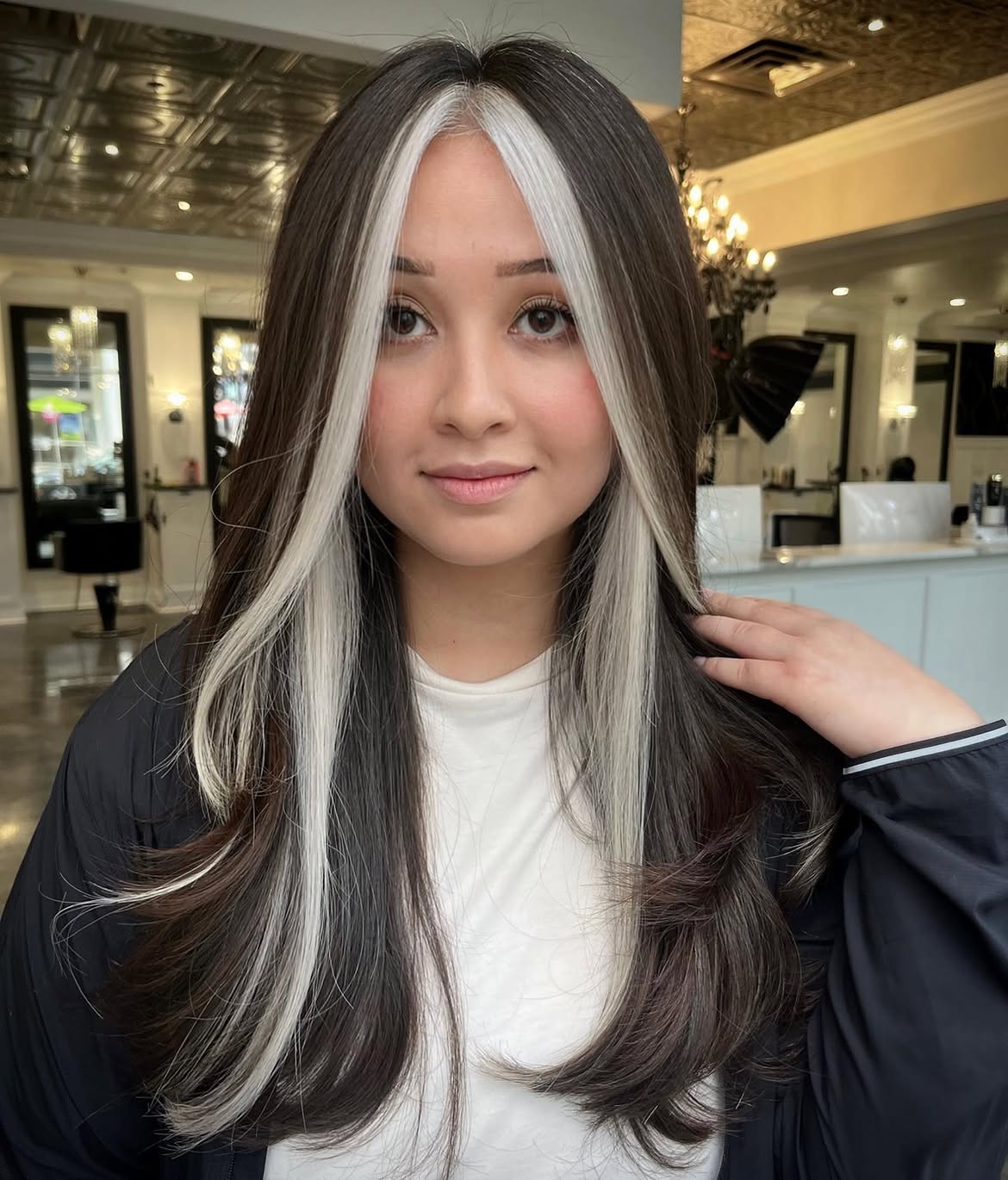 Bold Blonde Money Piece With Dark Espresso