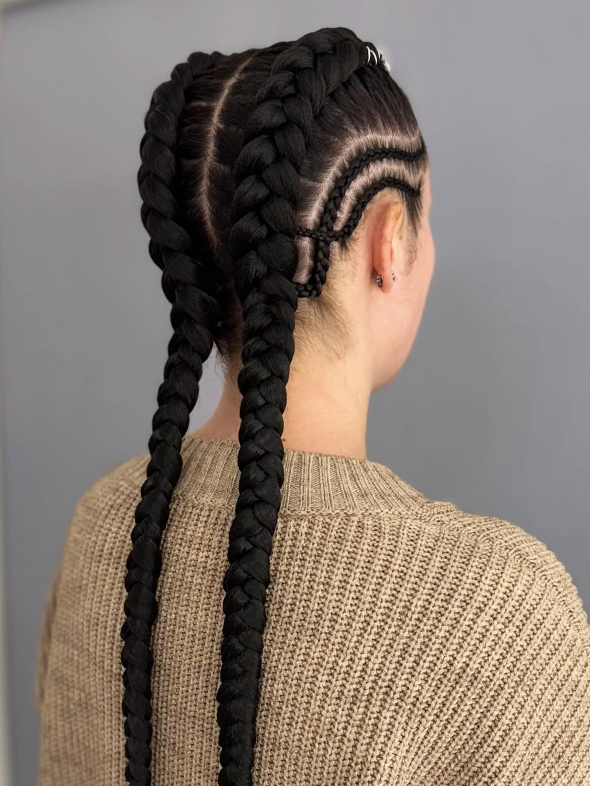 Bold Double Dutch Braids With Accent Plaits