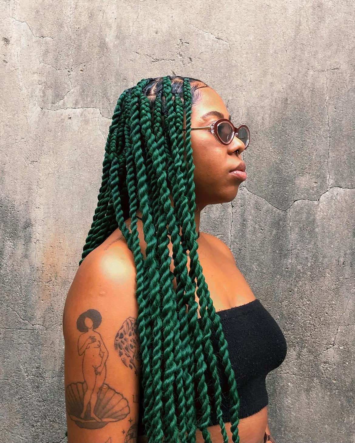 Bold Emerald Green Twist Braids