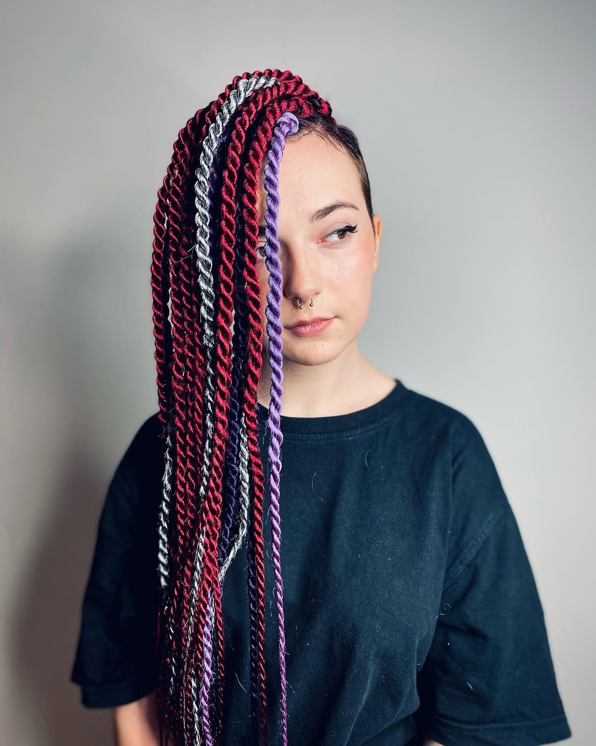 Bold Mixed-Color Jumbo Twist Braids