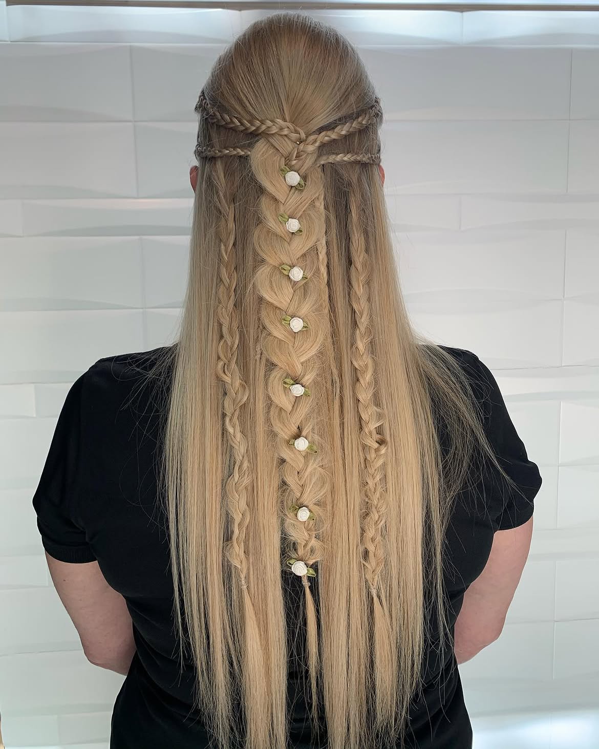 Braided Fantasy Crown With Delicate Rose Embellishments