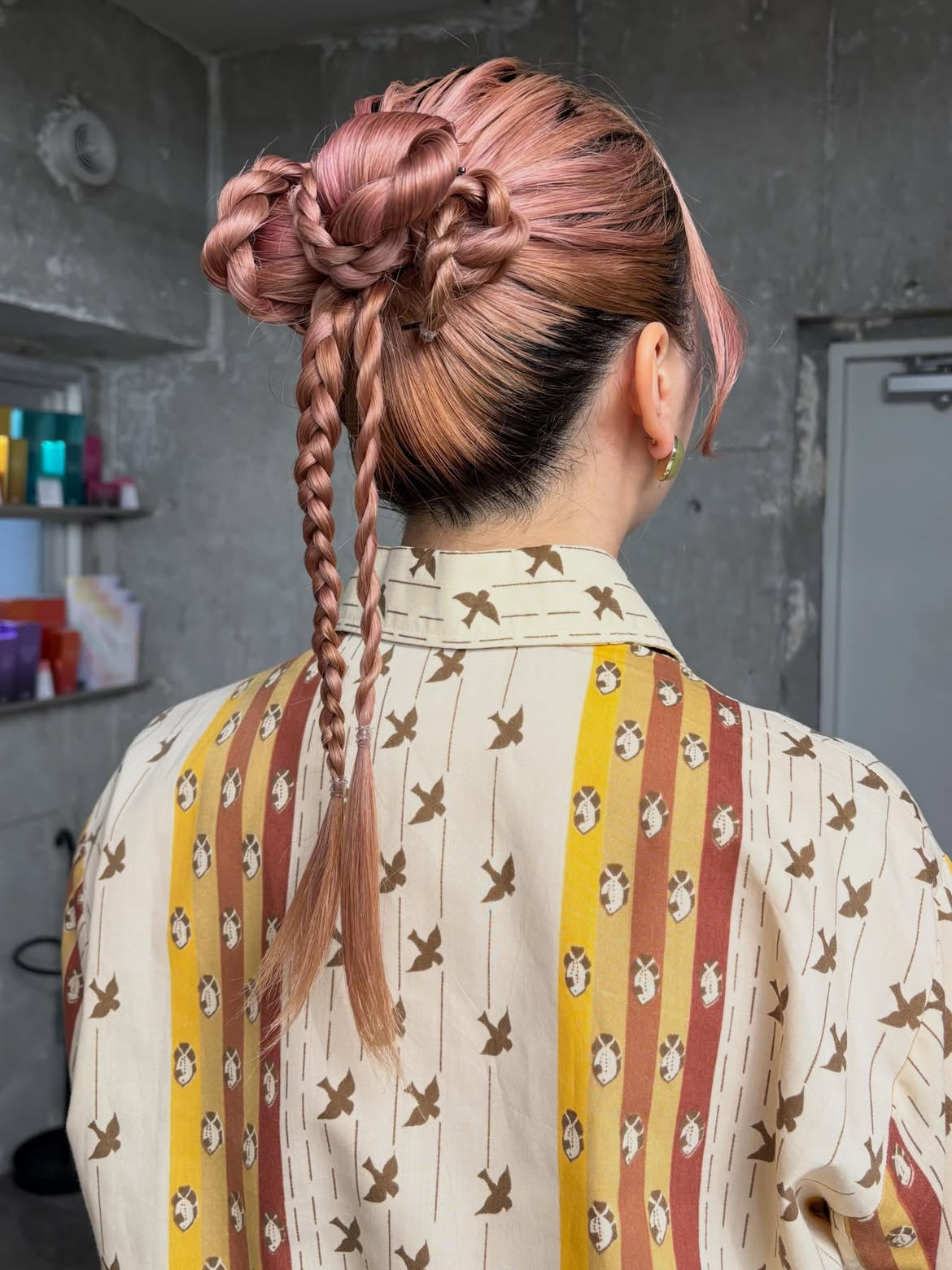 Braided Half Updo On Pastel Pink Thin Hair