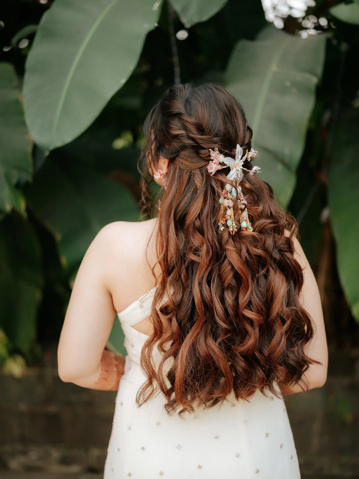 Braided Updo With Cascading Curls & Embellishment