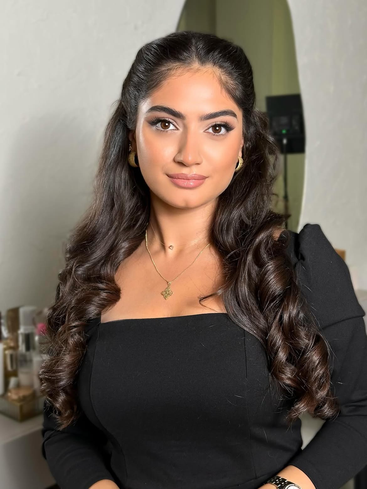Cascading Hollywood Waves With Half-Up Twist
