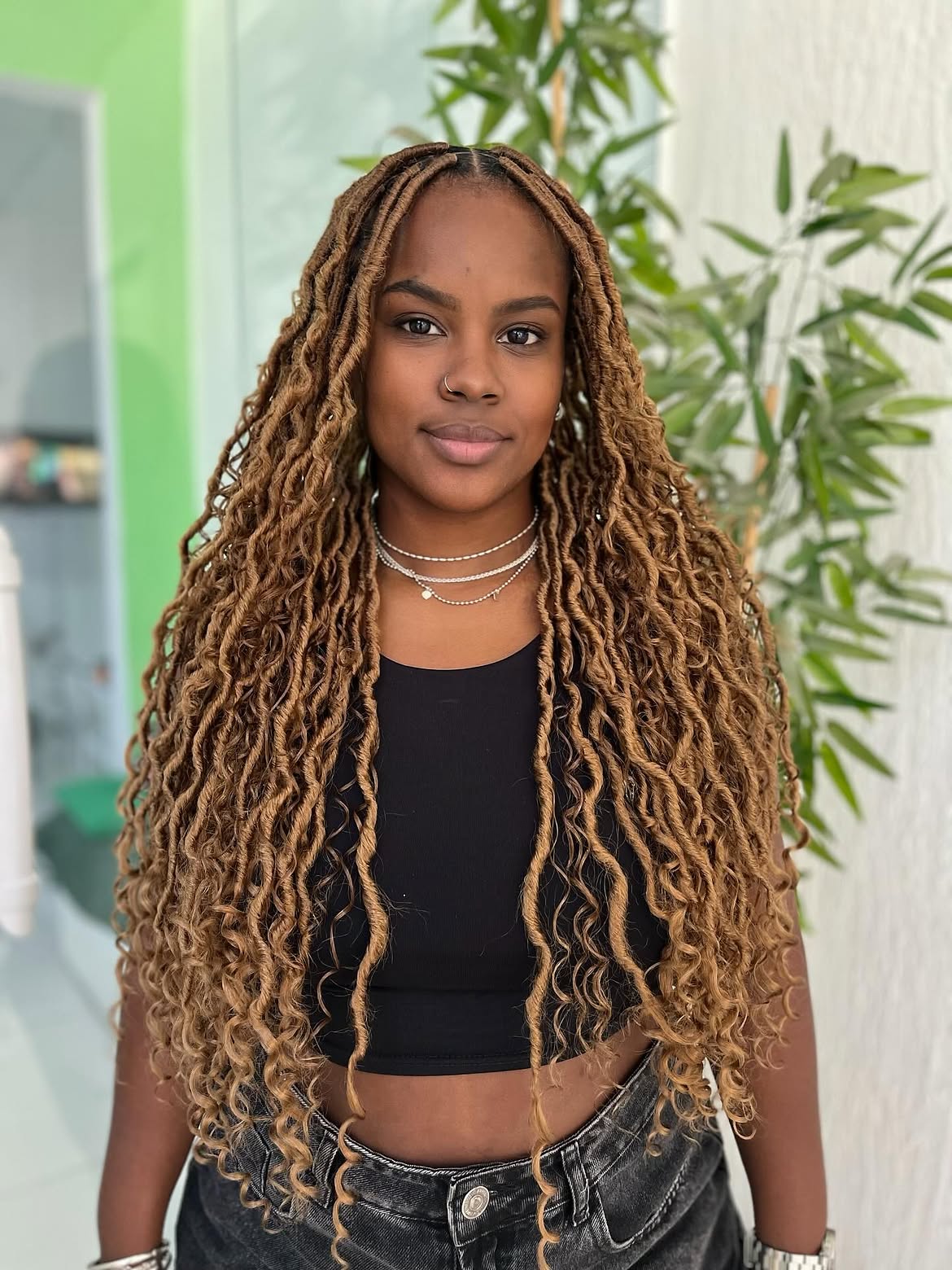 Cascading Honey Blonde Faux Locs