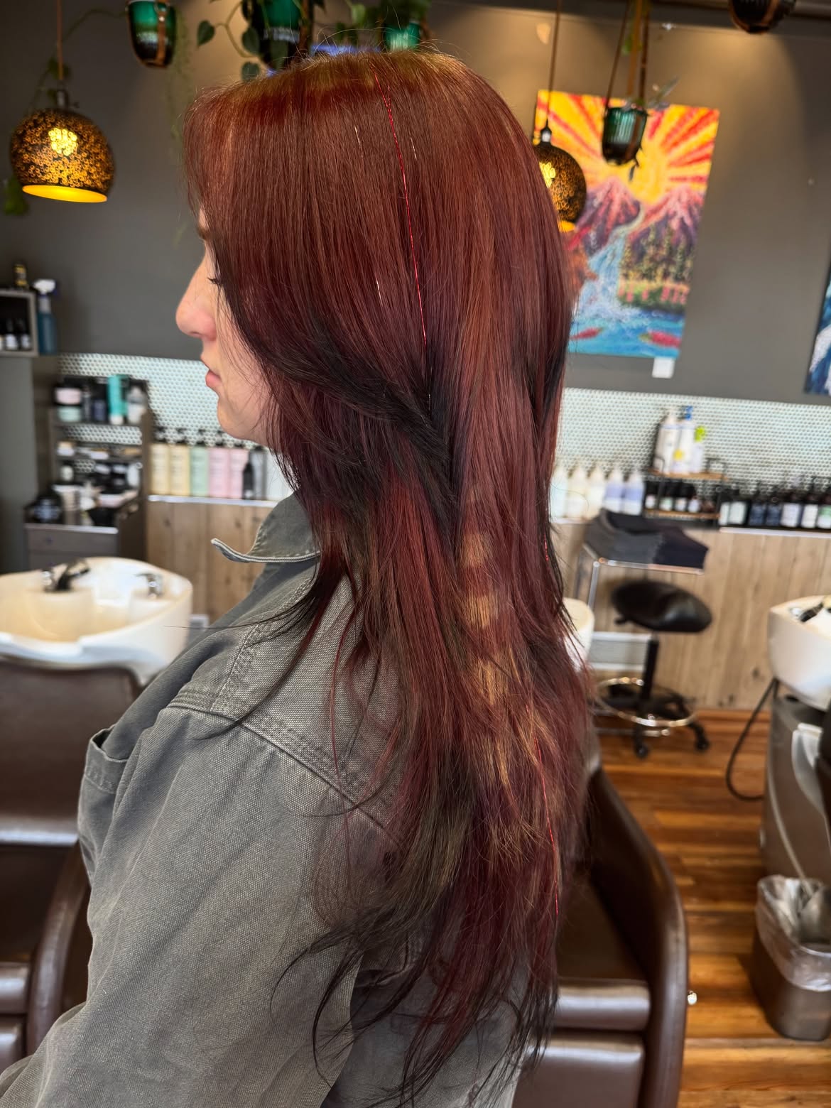 Cherry Cola Hair With Subtle Red Sparkle